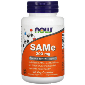 NOW, SAM-E 200 мг, 60 капс (60 порций)