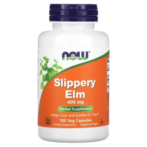 NOW, Slippery Elm 400 мг, 100 капс (50 порций)