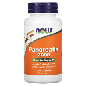 NOW, Pancreatin 200 мг, 100 капс (100 порций)