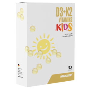 MAXLER, Vitamin D3 + K2, 30 софтгель (30 порций)