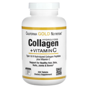 California Gold Nutrition, Collagen+Vitamin C, 250 табл (83 порции)