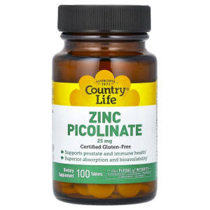 Country Life, Zinc Picolinate 25 мг, 100 табл (100 порций)