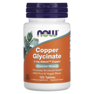 NOW, Copper Glycinate 3 мг, 120 табл (120 порций)