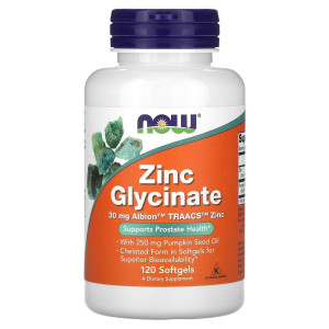 NOW, Zinc Glycinate, 120 капс (120 порций)