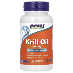 NOW, Krill Oil, 500 мг, 60 софтгель (30 порций)