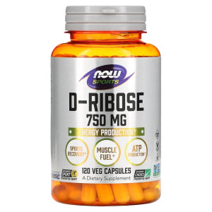 NOW, D-Ribose 750 мг, 120 капс (20 порций)