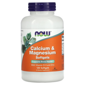 NOW, Calcium & Magnesium + D3 and Zinc, 120 капс (40 порций)