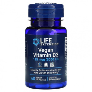 Life Extension, Vegan Vitamin D3, 5000 IU, 60 капс (60 порций)