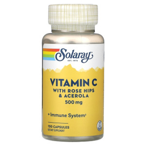Solaray, Vitamin C With Rose Hips & Acerola 500 мг, 100 капс (100 порций)