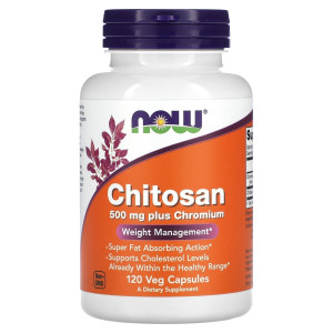 NOW, Chitosan Plus 500 mg, 120 капс (40 порций)