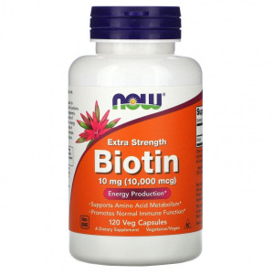 NOW, Biotin, 10000 мкг, 120 капс (120 порций)